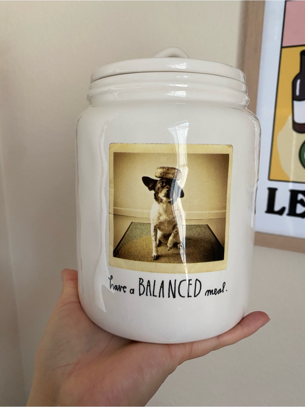 Rae Dunn - Dog treat Canister “Have a BALANCED meal”